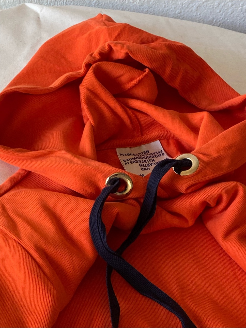 Off-the-Shoulder Sweater Hoodie in Bright Orange